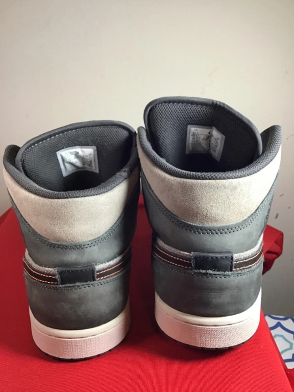 Jordan High Top Sneakers Gray with Orange Accents